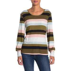 14th & Union Stripe Long Sleeve cotton Top sweater size Petite M